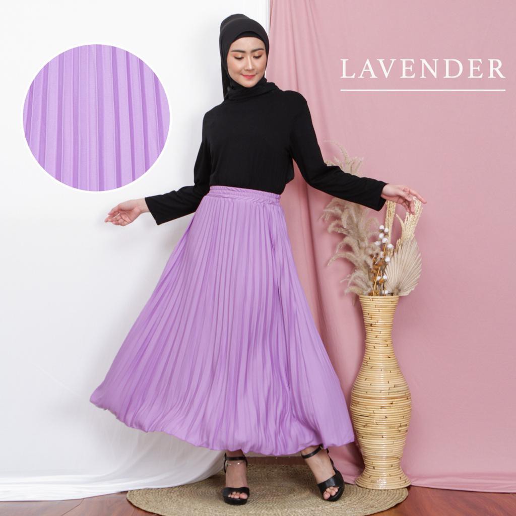 ROK PLISKET MURAH PRISKET PLEATED SALE POLOS REMPEL MUSLIMAH SKIRT ABG FLARE SKIRT MAYUNG FLOWY-UNGU LILAC