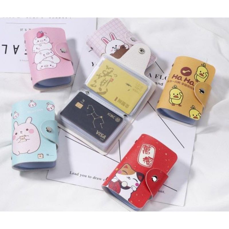 [COD] Dompet Kartu Karakter Lucu Dompet Kulit Sintetis Motif Karakter Lucu Cute Dengan Slot Kartu Import