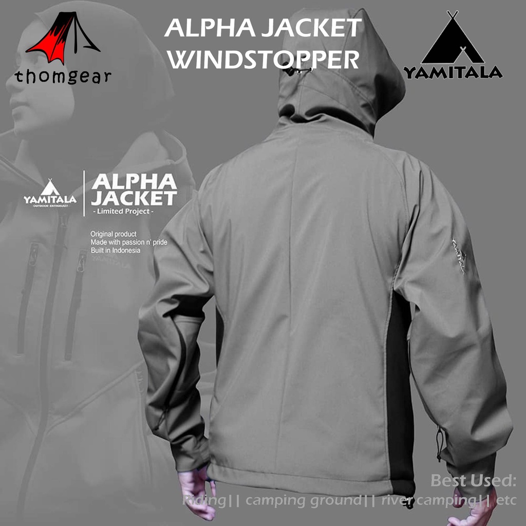 Yamitala Jaket Gunung Soft Shell Alpha Jacket Olahraga Breathable Hodei Bersepeda Windrunner Windproof Sepeda Hiking Gunung Pria Wanita Water Resistant Thomgear Krucil Probolinggo