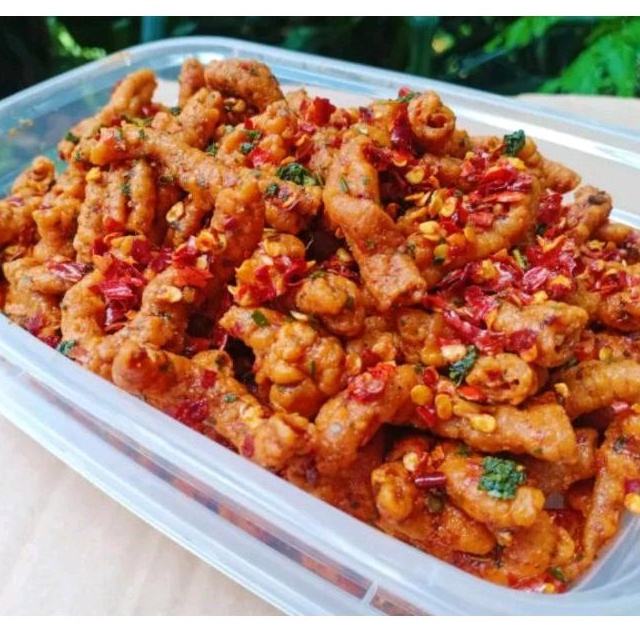 

KERIPIK USUS AYAM / USUS AYAM CRISPY / KERUPUK USUS PEDAS 80gram