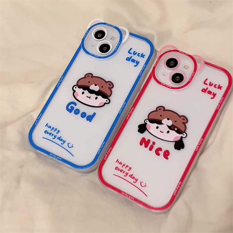 Soft Case Silikon Motif Kartun Beruang Untuk iPhone 13 12 11 Pro Max X Xr Xs Max SE 2020 8 7 6 6s Plus