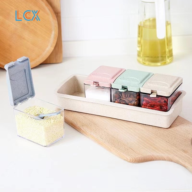 LCX TEMPAT BUMBU SEKAT 4IN1 KOTAK DAPUR GRID WADAH SERBAGUNA 4 IN 1 ISI 4 SLOT BOX RAK SNACK ON VS-38