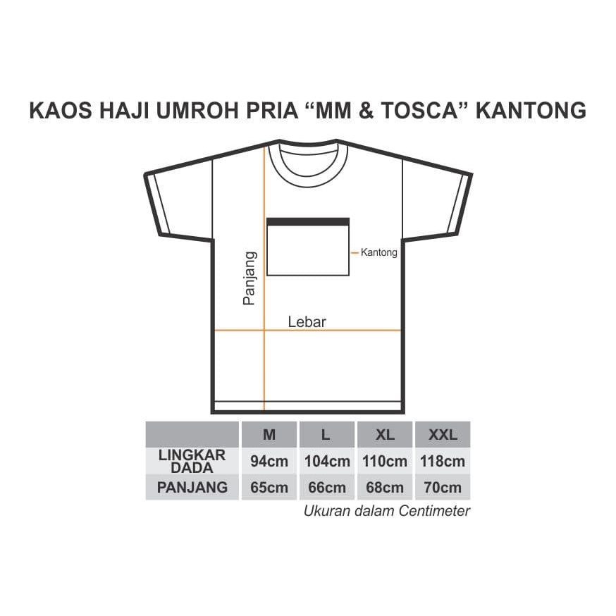 Tosca Kaos Haji Pria Bahan 100% Katun Combed Perlengkapan Haji dan Umroh