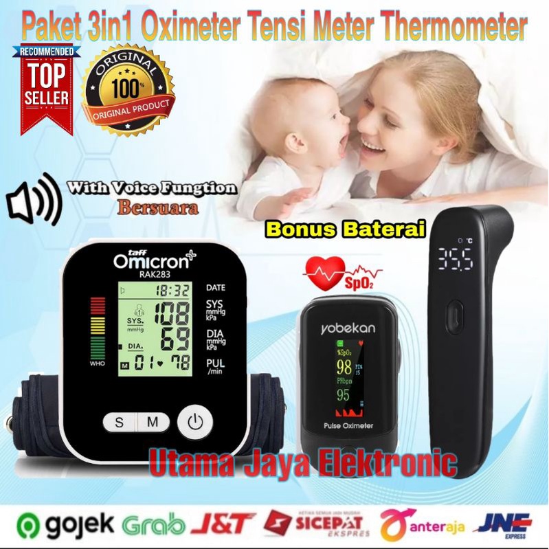 Paket 3in1 Thermometer Infrared Tensi Meter Oximeter Pulse