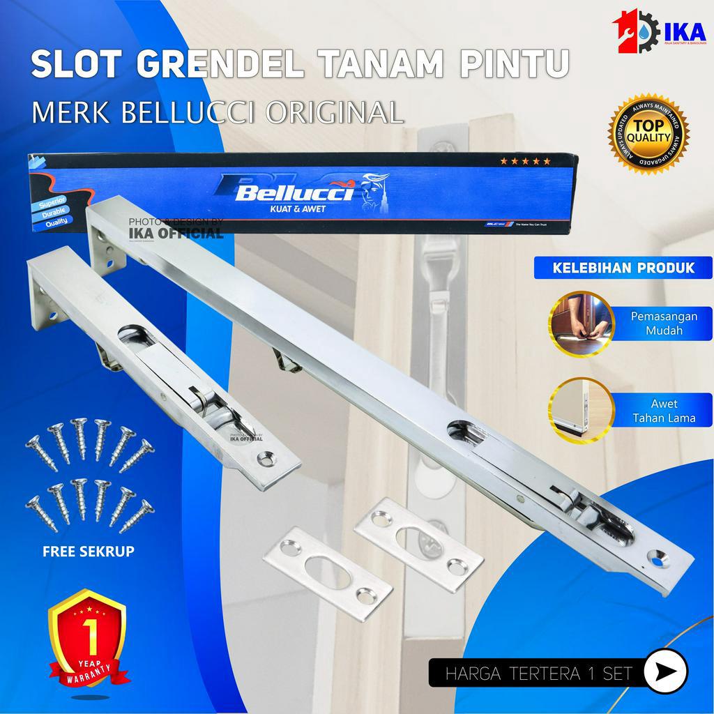 Grendel tanam BELLUCCI / MORECHI ORI 6&quot; + 12&quot; inch 15 cm &amp; 30 cm pintu kuputarung Stainles Slot Pengunci Kunci