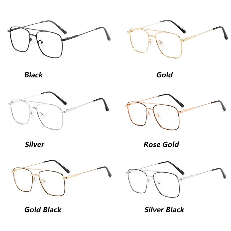 Fashion Metal Anti Radiation Eyeglasses Photochromic Retro Double Beam with Replaceable Lenses