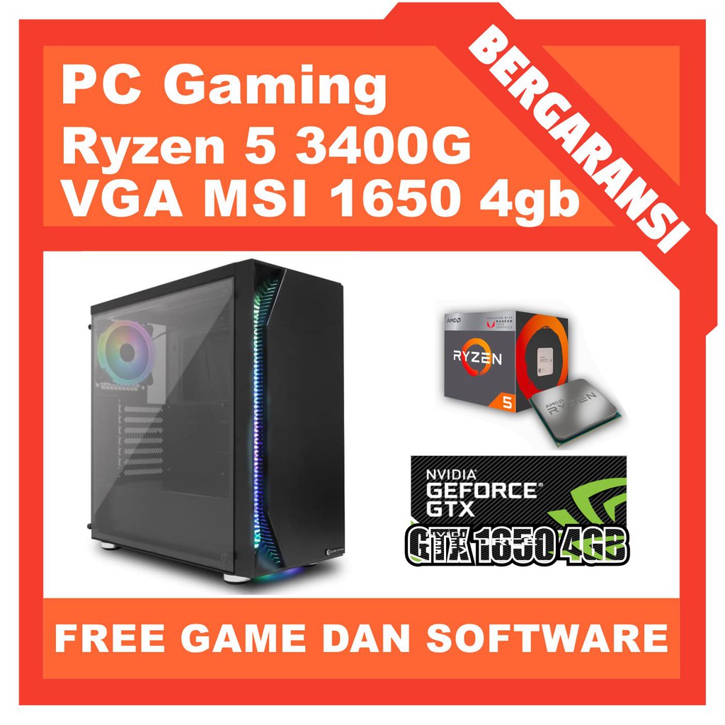 PC Gaming Ryzen 5 3400G ft GTX 1650 4gb - Ram 16gb - Mb B450