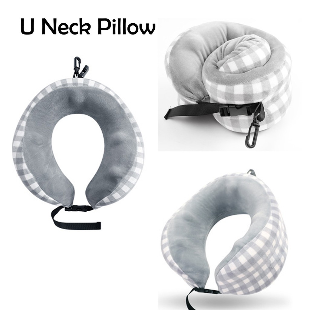 Bantal Leher Travel U-neck Pillow Memory Foam Penyangga Traveling