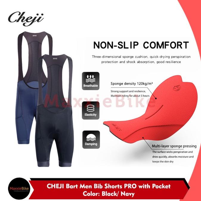CHEJI Celana Sepeda Pria Pendek BIB PRO CJ-Bart BIB SHORTS MEN Pocket