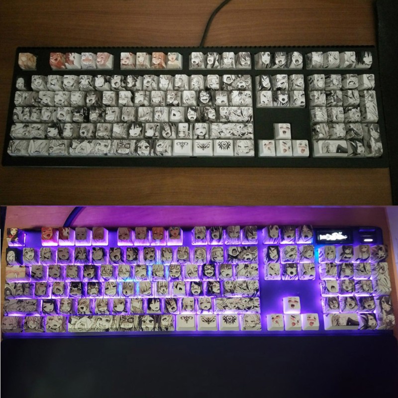 Vivi 108pcs Keycaps Pbt Ahegao Oem Profile Untuk Keyboard