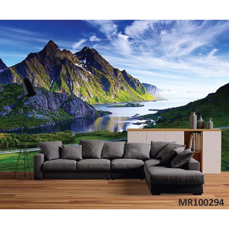 MURAL PHOTOWALL MOTIF PEMANDANGAN BUKIT LAUTAN 3D