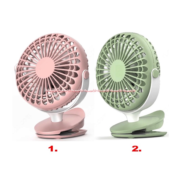 Memoo Rechargeable Clip-On Fan Kipas Angin Jepit Dimeja Bisa Di Charge USB Hijau Pink Memo