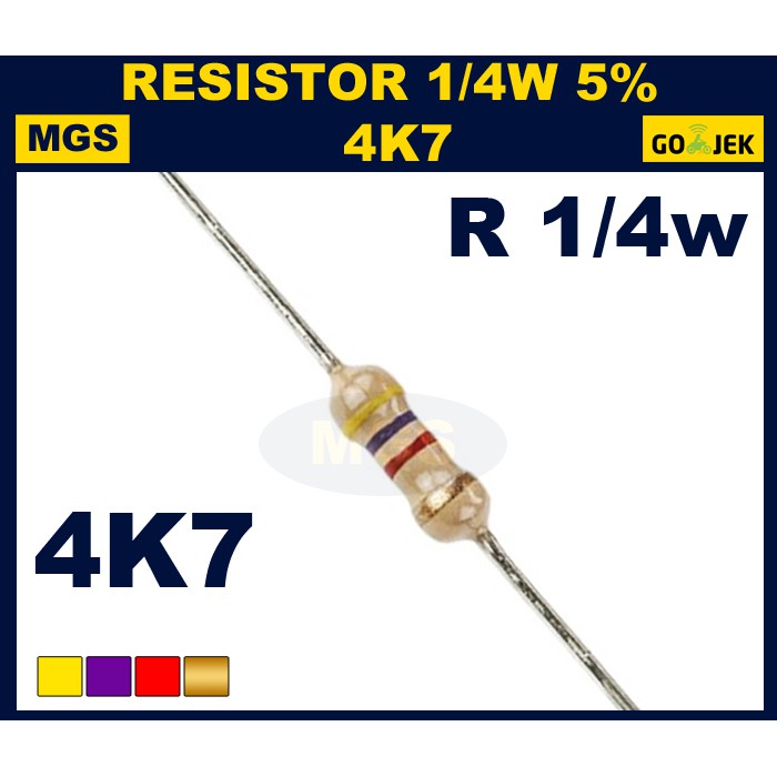 Resistor 1/4w 4K7 5% 1000PCS