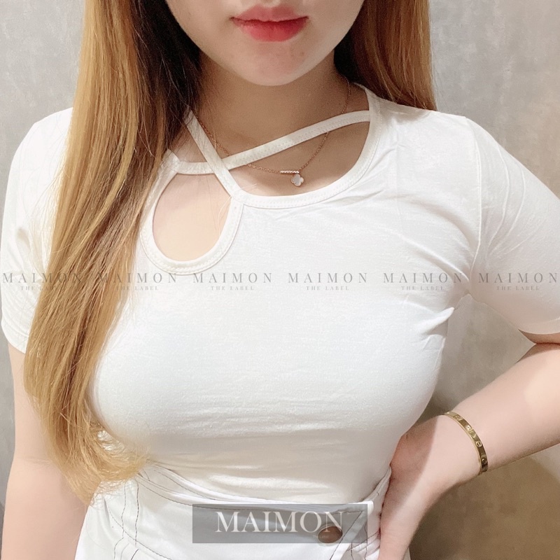 X Cut Out Short Sleeve Top | Atasan Wanita Korean Fashion | Maimon Grosir