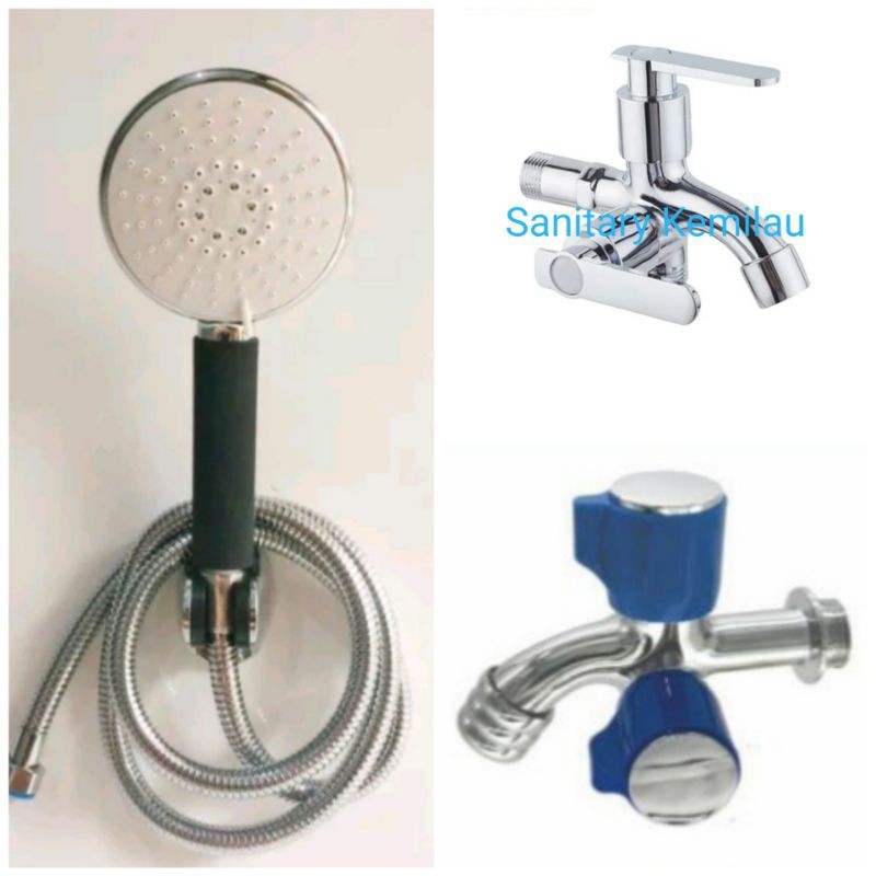 PAKET HAND SHOWER KAMAR MANDI GRATIS KERAN CABANG 2 LOBANG - SHOWER MANDI KOMPLIT BAGUS