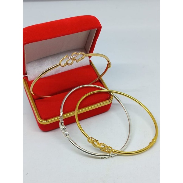 GELANG BANGLE PIPA LOVE DOUBLE MP / GELANG PERAK ASLI SILVER 925 LAPIS EMAS/ GELANG FASHION TERBARU