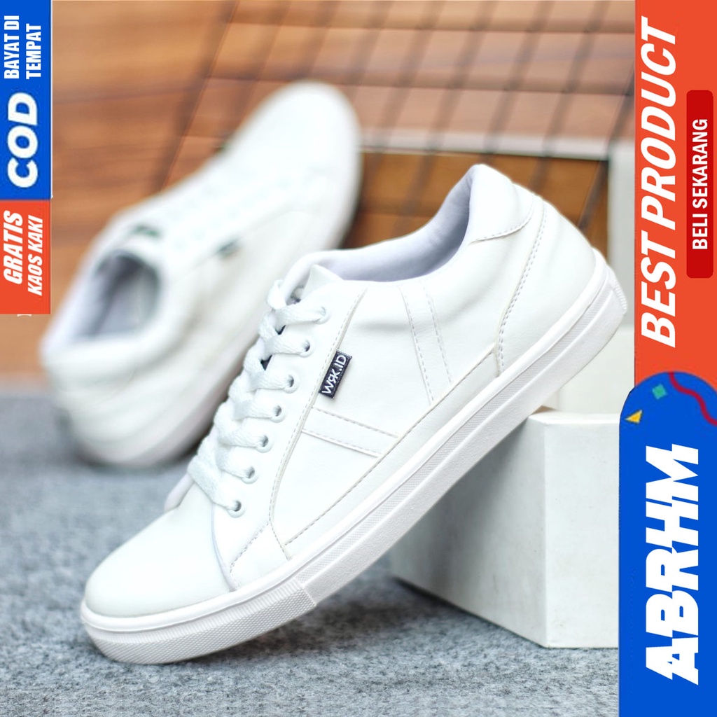 Sepatu Sneakers Pria Sepatu Casual Pria Kulit Pu Sepatu Kerja Kuliah Kondangan Sepatu Hitam Pria GUMO ABRHM