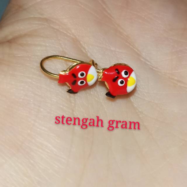 Anting anak angry bird emas muda