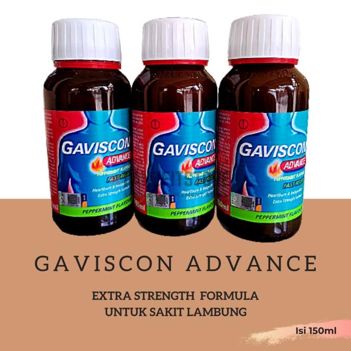 GAVISCON ADVANCE FAST PEPPERMINT OBAT MAAG ASAM LAMBUNG GERD 150 ML