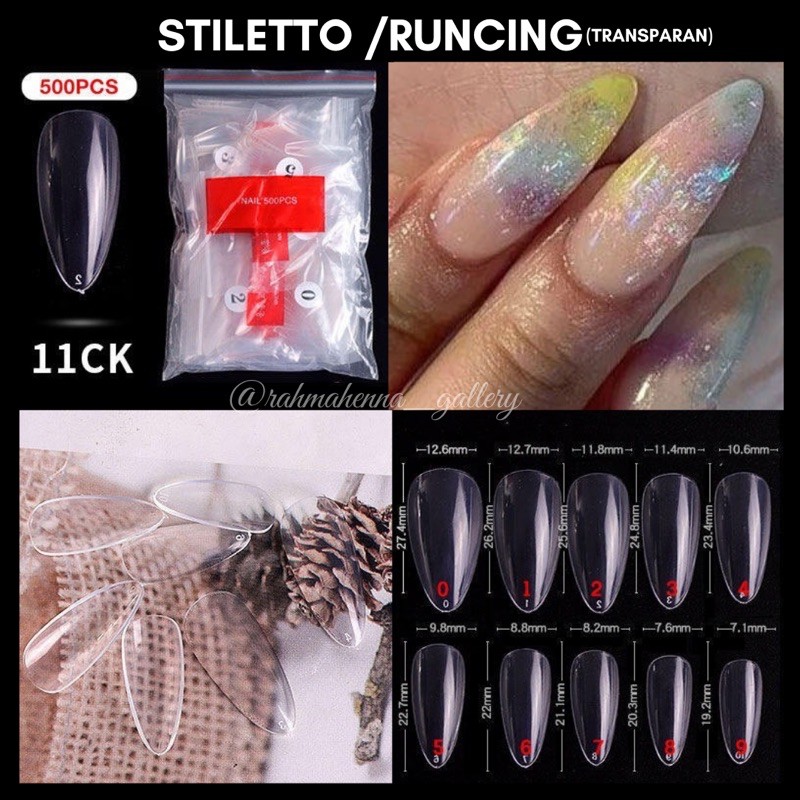 [600pcs] STILETTO / RUNCING Kuku palsu polos,nail art,fake nails