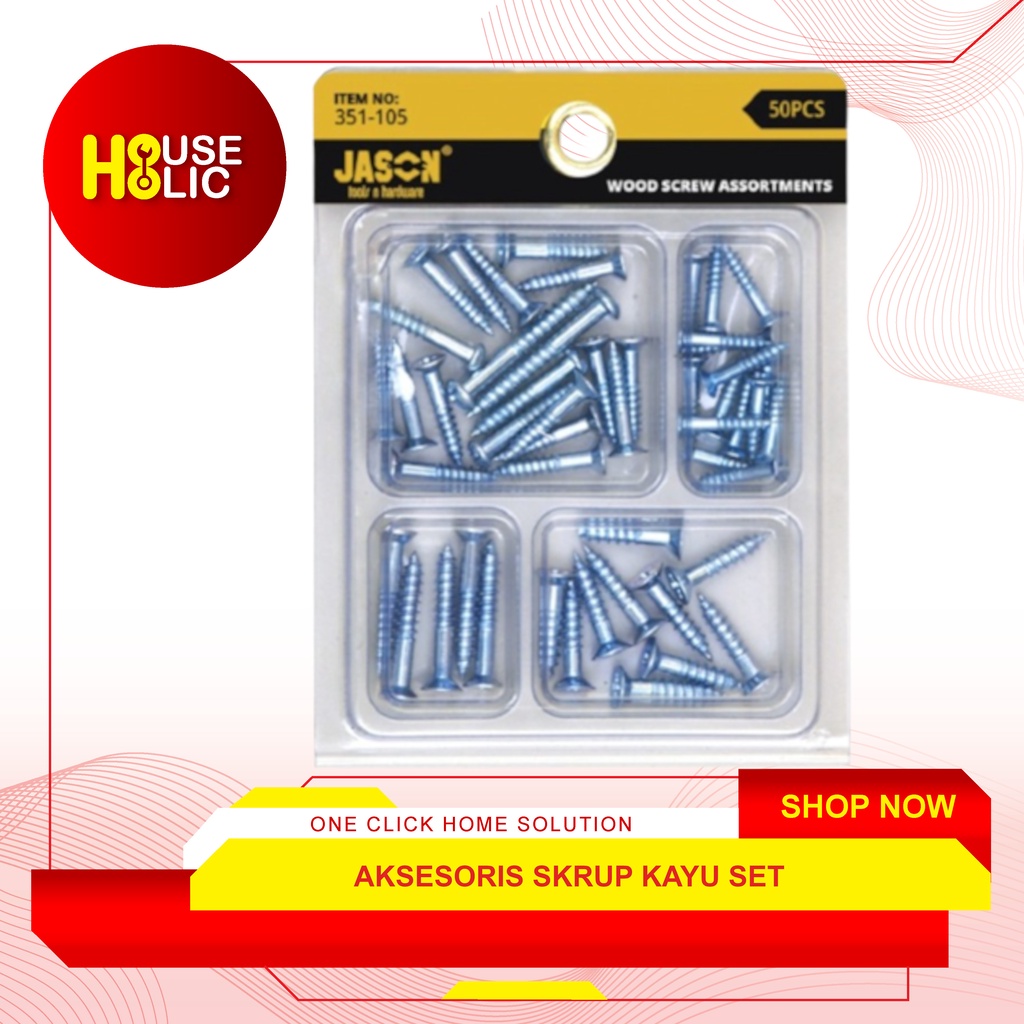 Aksesoris Skrup Kayu Set 50 Pcs - 351-105