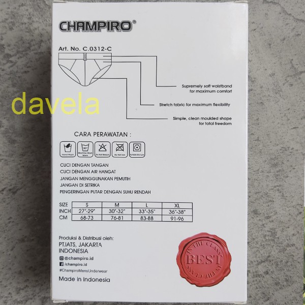 Champiro | Celana Dalam Pria 3 pcs Basic Brief C0312C Original