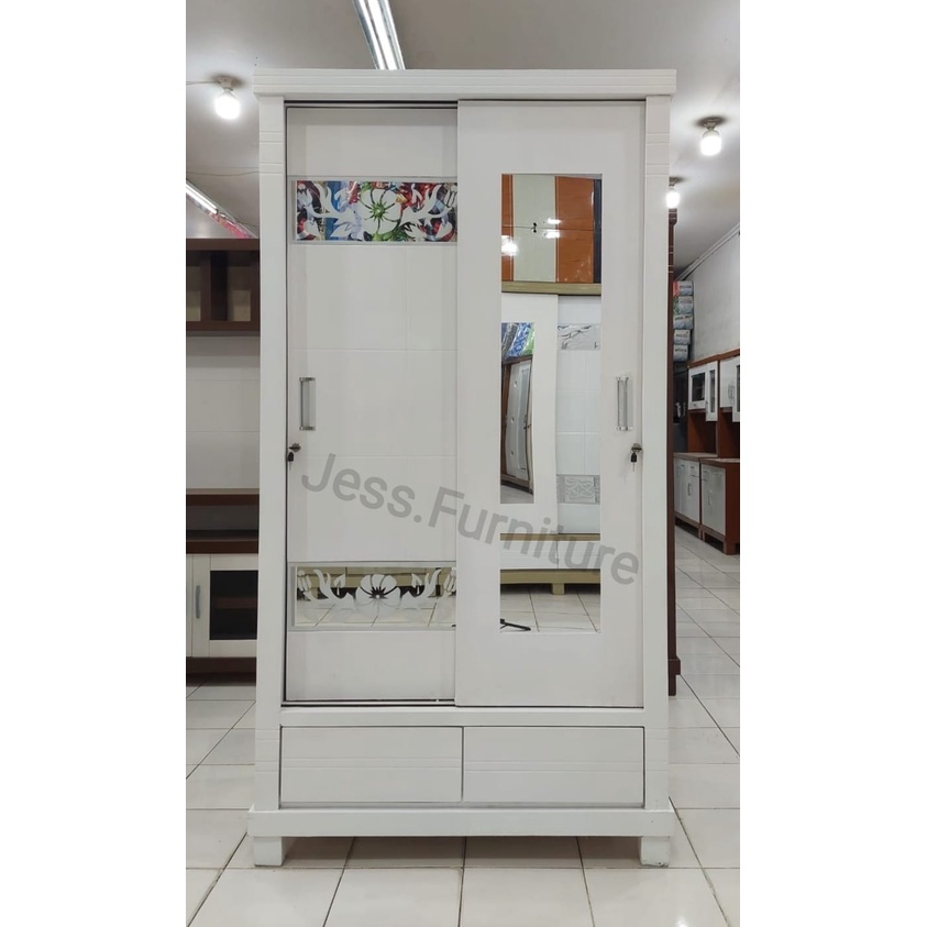 Lemari Pakaian KAYU 2Pintu , Lemari Pakaian Baju 2 Pintu Sleding / Lemari baju pakaian GAMIS KAYU / 