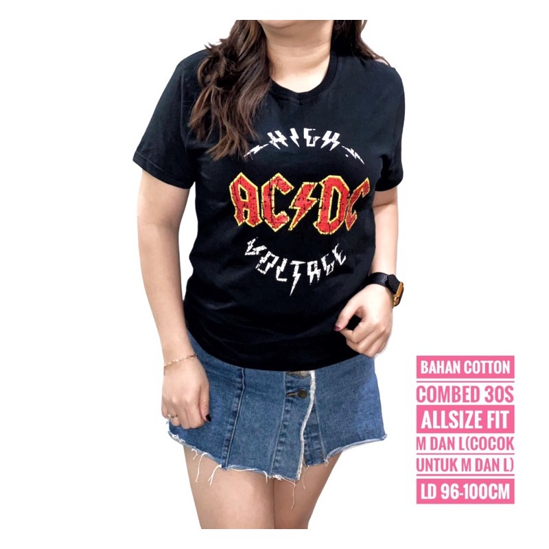 kaos wanita distro acdc kaos acdc wanita T shirt music wanita kaos wanita