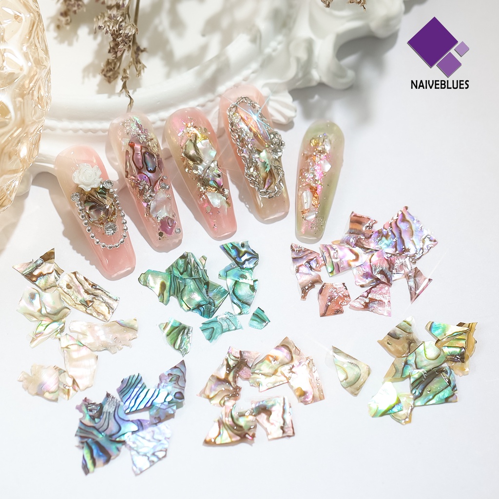 Naiveblue 1 Kotak Dekorasi Kuku Ultra Tipis Bentuk Asimetris Warna Cerah