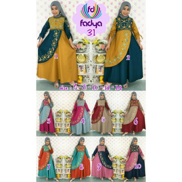 Gamis fadya / gamis anak katun bordir / gamis anak muslim fadya 38