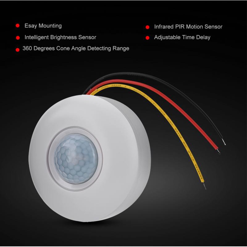 Saklar Lampu Sensor Gerak PIR Switch Otomatis Motion Detector Plafon Ceiling PIR Infrared LED Infra