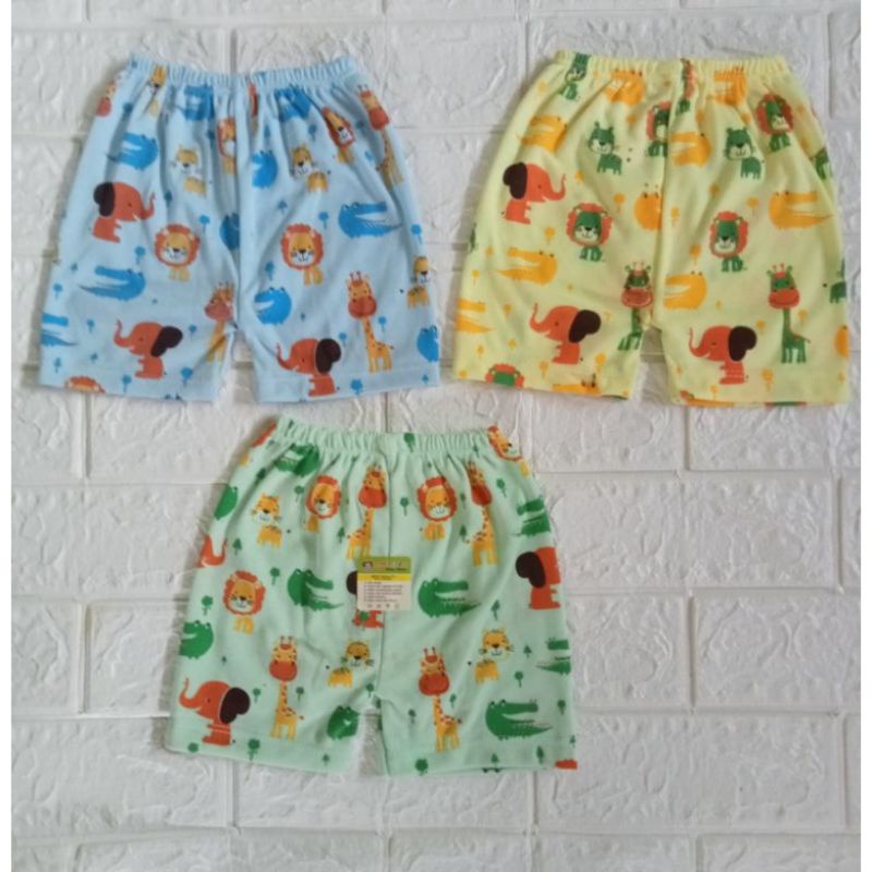 3 pcs celana pendek bayi motif terbaru