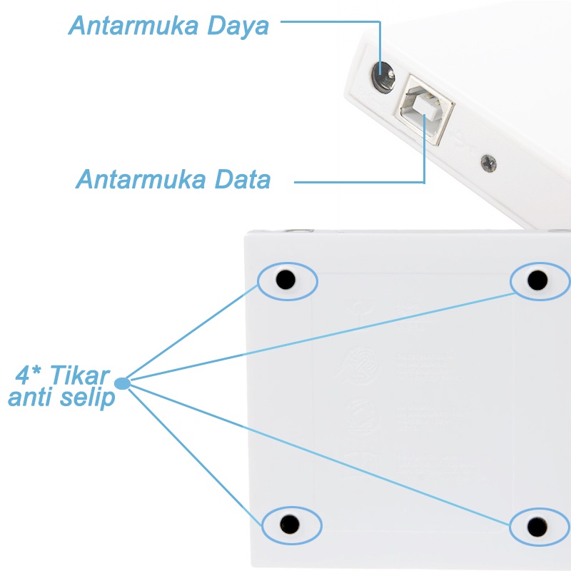 ITS CD Drive Untuk PC /Latop USB 2.0 External DVD ROM Drive Efisiensi baca tinggi Silm Portable Optical Drive Writer