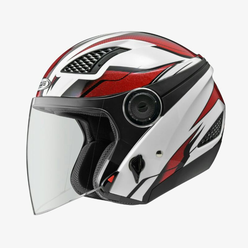 ZEUS 610 - WHI / 0014 RED GLOSSY HALF FACE DOUBLE VISOR