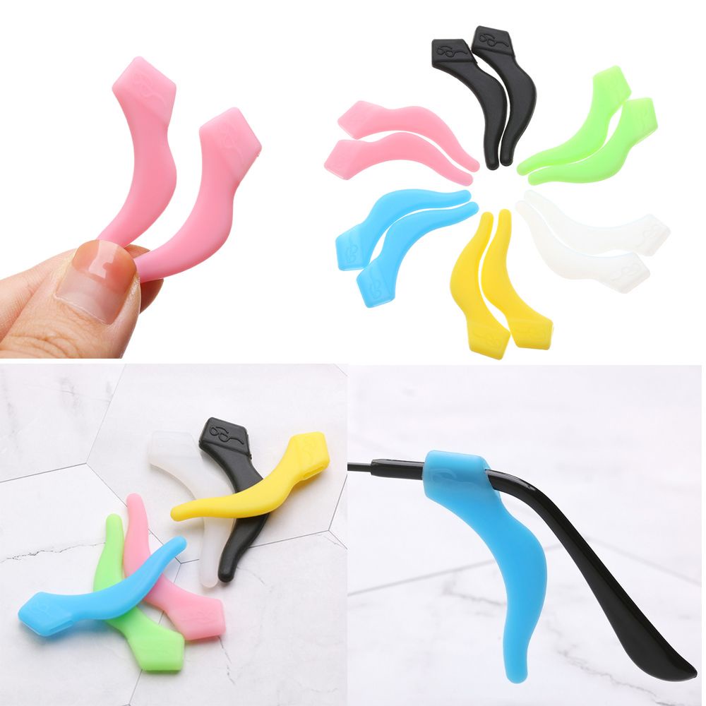 ROW 2 pairs Accessories Eyeglass Holder Hook Grips Eyeglasses  Sports Temple Tips Glasses Ear Hooks Anti Slip Silicone Eyewear  Outdoor  Soft Ear Hook/Multicolor