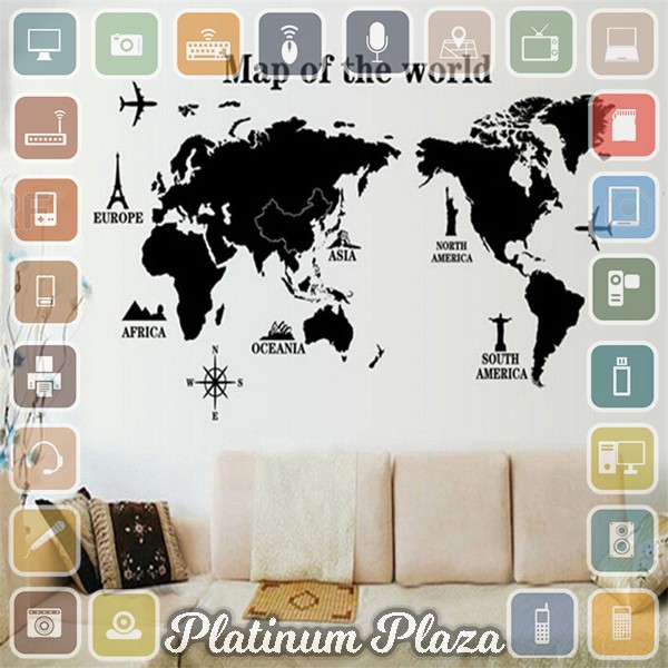 COCOPLAY Sticker Wallpaper Dinding World Map Living Room Decoration - Y1803`90CRJP-