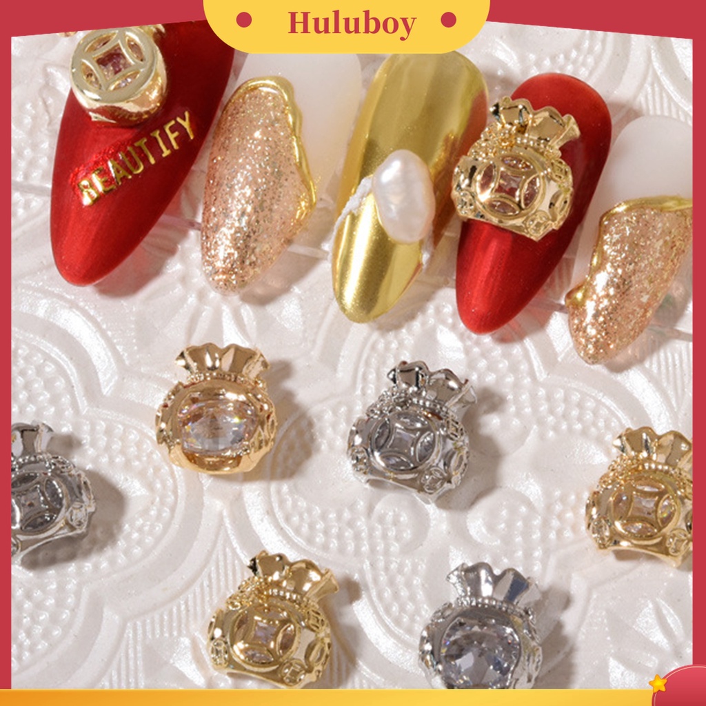 Huluboy Huluboy♡ Perhiasan Aksesoris Dekorasi Kuku Bahan Cubic Zirconia Alloy Untuk Salon