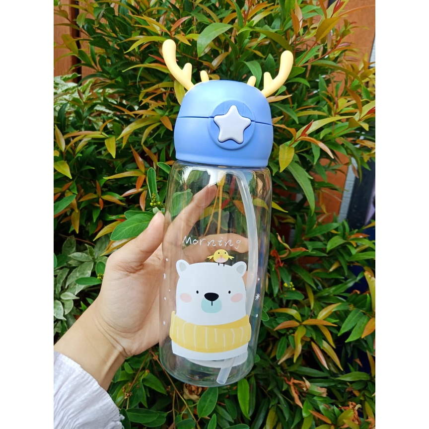 Botol Minum Anak 700ML Motif  Tanduk Rusa/Botol minum karakter/Botol minum anak lucu (BISA COD)