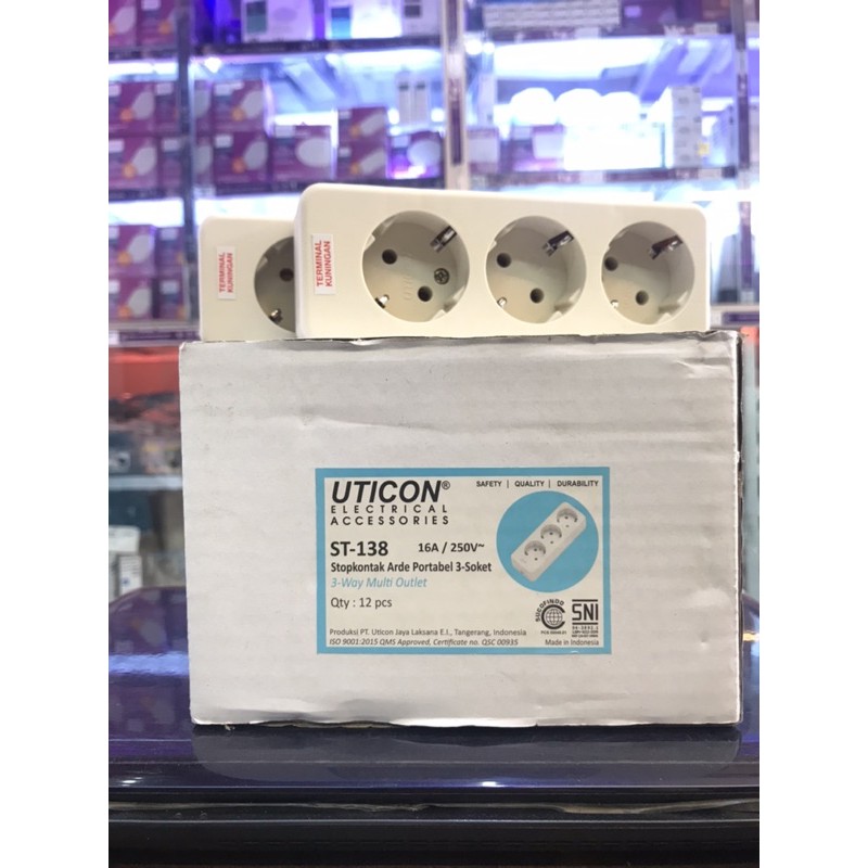 STOP KONTAK UTICON 3 LUBANG / STOP KONTAK 3 LUBANG UTICON ST-138