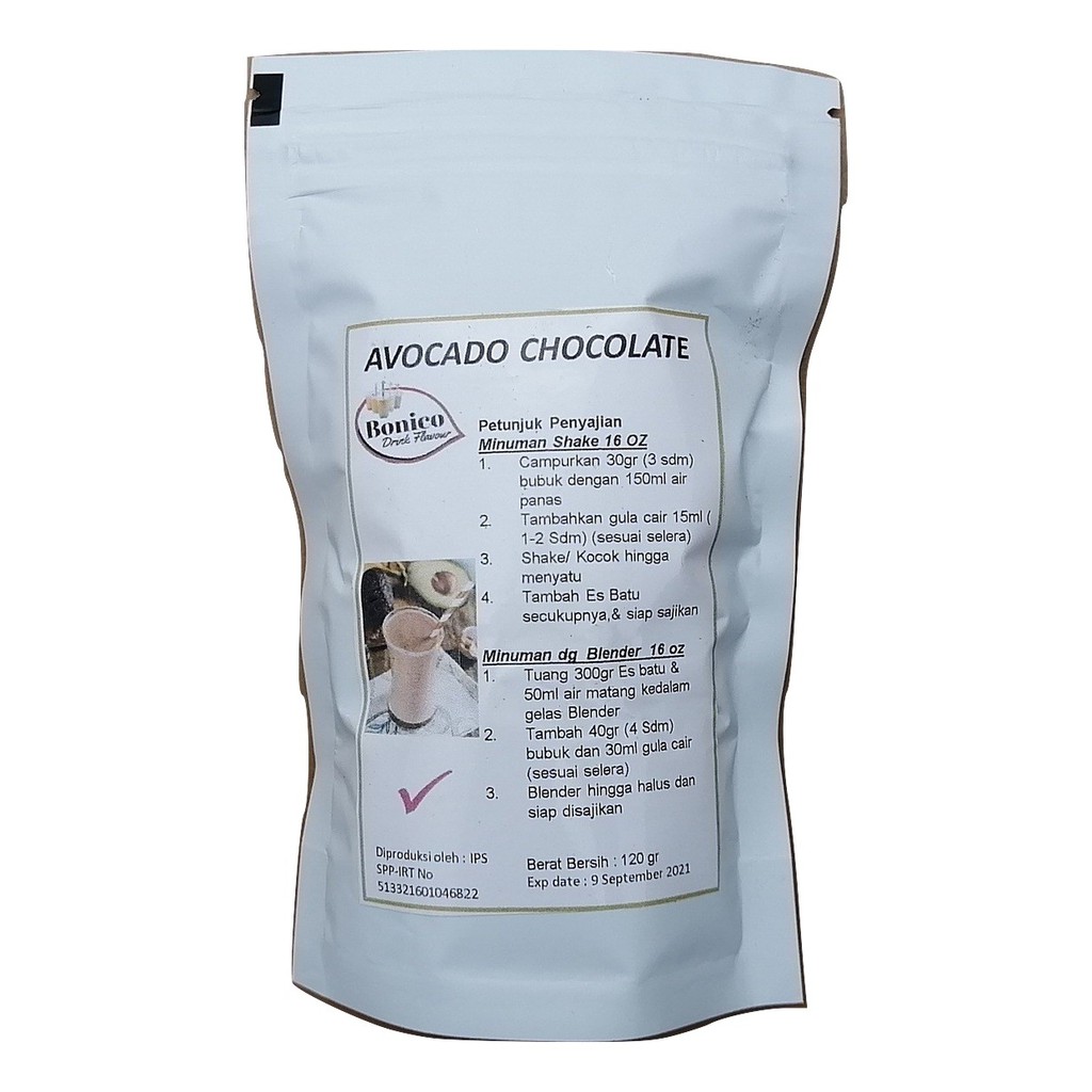 

BONICO AVOCADO CHOCOLATE 120gr Bubuk minuman milk shake Coklat aplukad alpukat alpuket