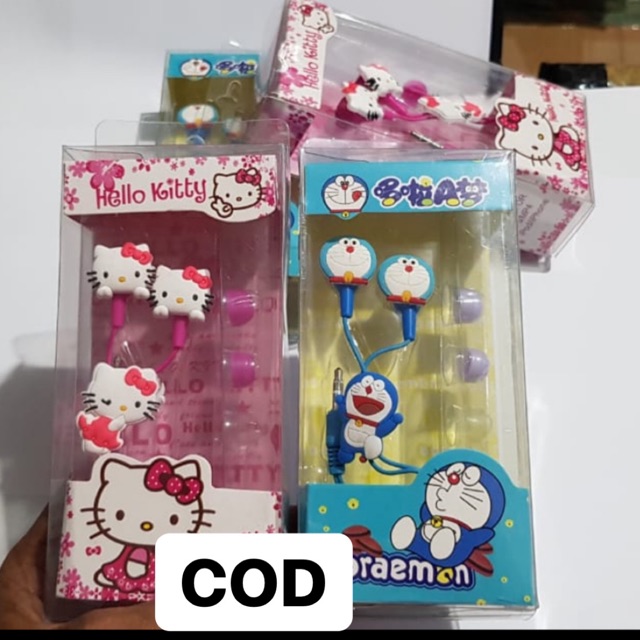 Headset Karakter HP Universal Handsfree Doraemon Hello kitty Full Body