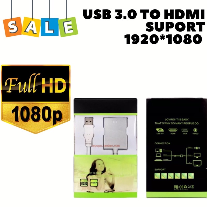 CONVERTER USB 3.0 to HDMI / USB 2.0 to HDMI converter usb3.0 ke HDMI