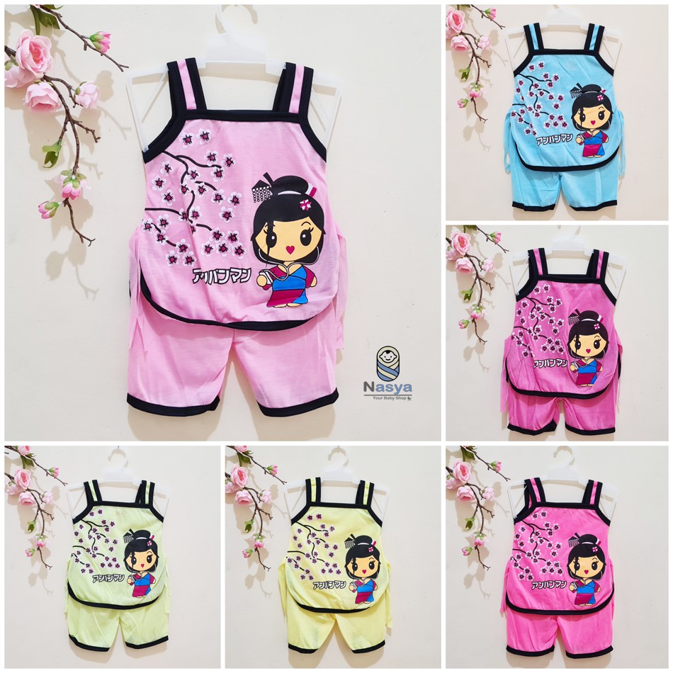 [N-003] Setelan Yukensi/baju bayi perempuan MURAH - motif jepang (3-6 bulan)