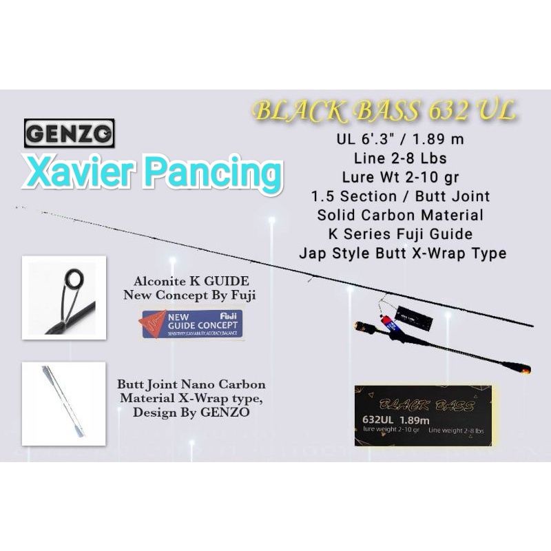 Joran Import Ultra Light BLACK BASS 632 UL Ring Fuji Alconite Solid Carbon Butt Joint