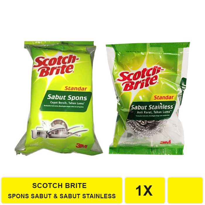 3M SCOTCH BRITE SPONS SABUT &amp; STAINLESS SPONS CUCI PIRING