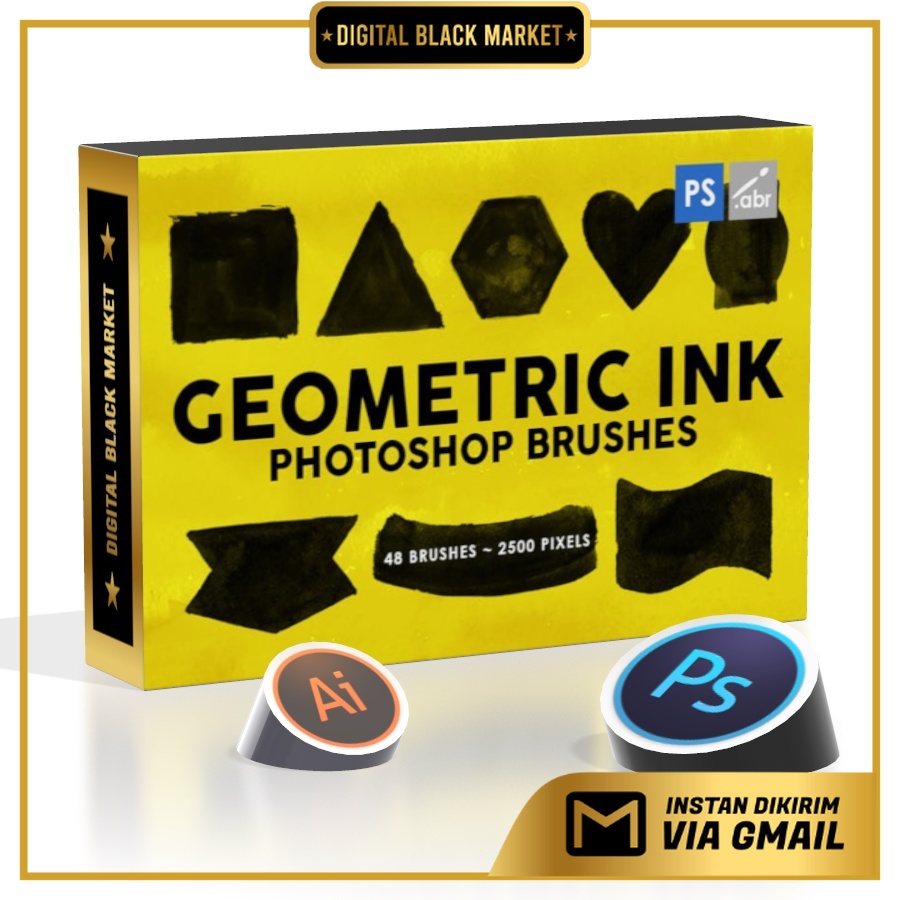 48 Geometric Ink - Photoshop Stamp Brushes