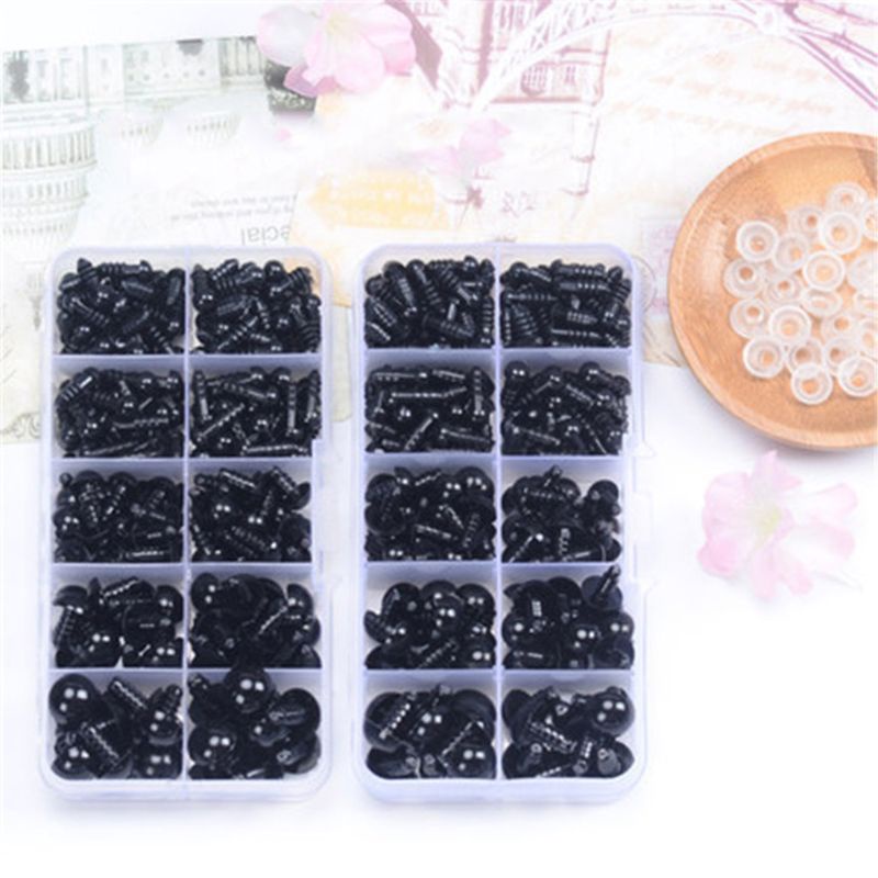 Mary 142Pcs Sekrup Belakang Bahan Plastik Hitam Untuk Mata Boneka Interaktif Bongkar Pasang DIY for Do