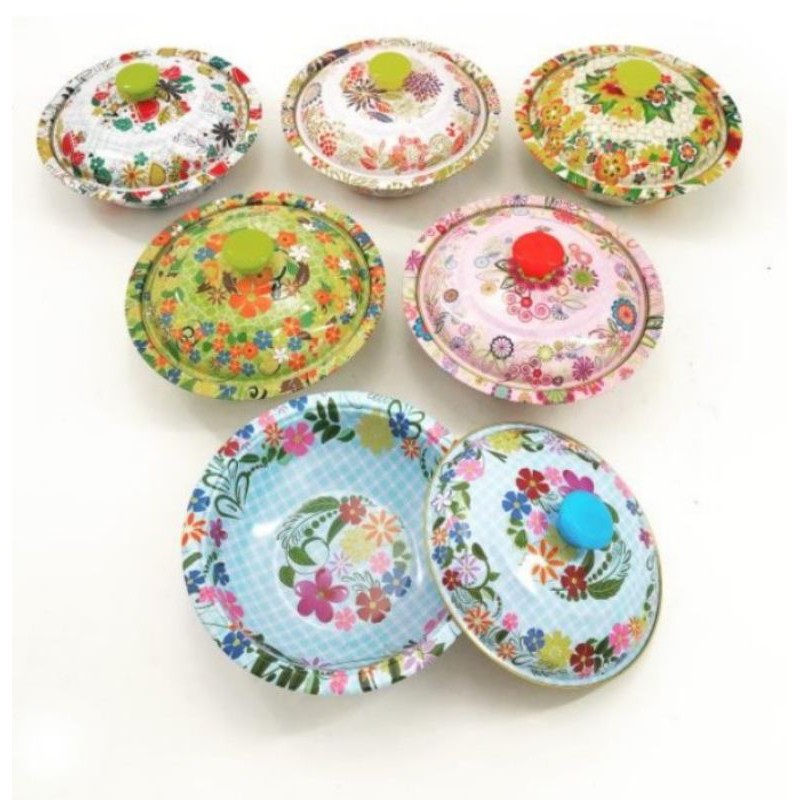 baskom dengan tutup motif bunga stainless besar