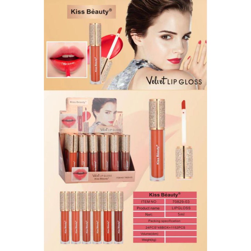 PROMO H/BOX LIP GLOSS VELVET MATE KISS BEAUTY WARNA NUDE | CHOCOLATE MATTE