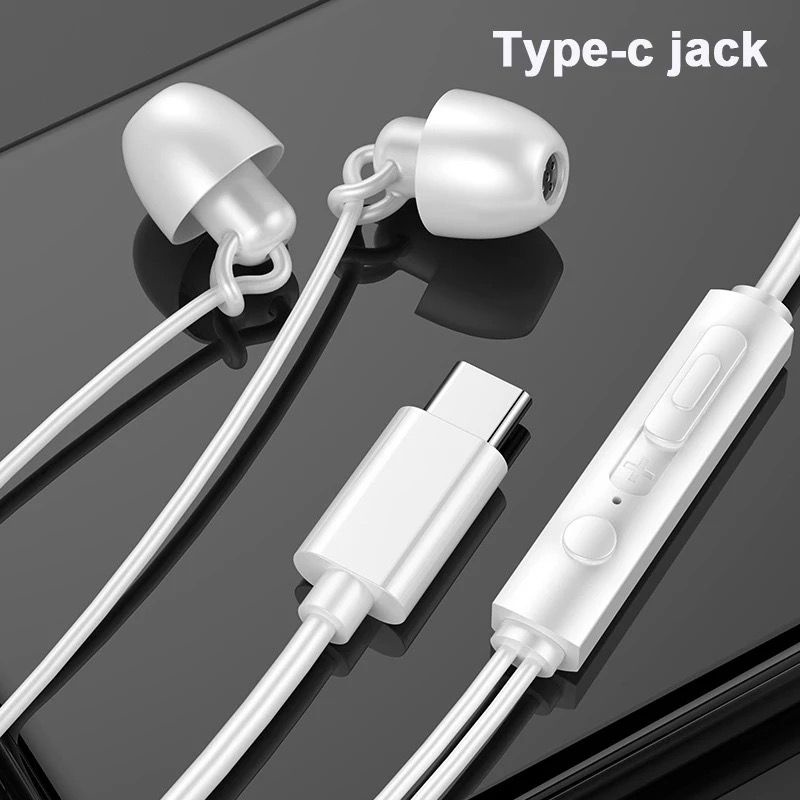 Earphone Handsfree Headset SLEEP TYPE-C Hifi Wired Mega Bass Stereo Soft Silicone Wear Comfortable Type C Plug In-ear Earphones